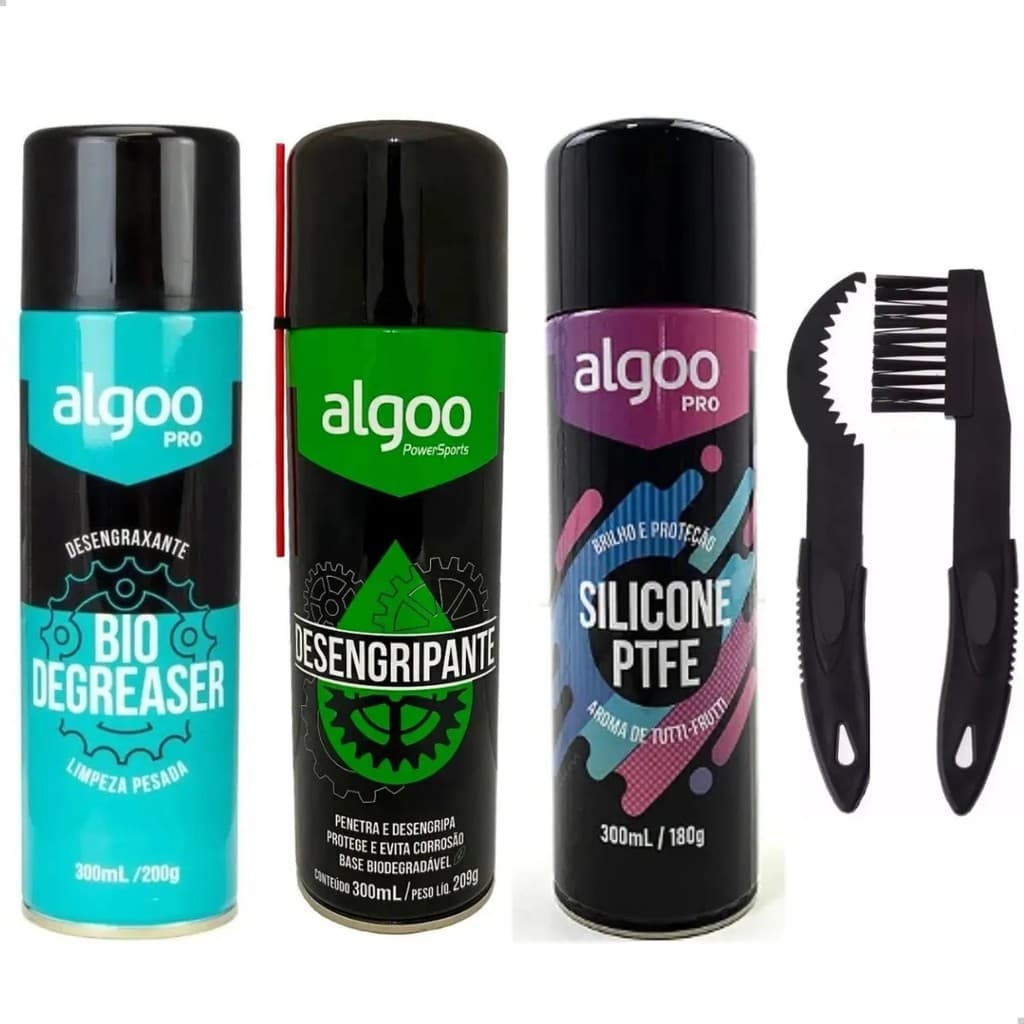 Kit Silicone Desengripante Desengraxante Limpa Bike Algoo