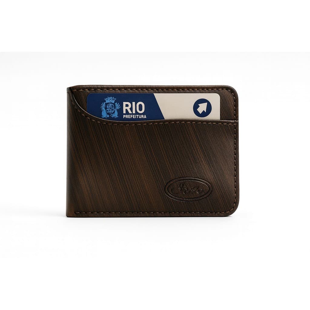 Carteira Masculina Couro Legitimo Amadeirado Cartões Moedas