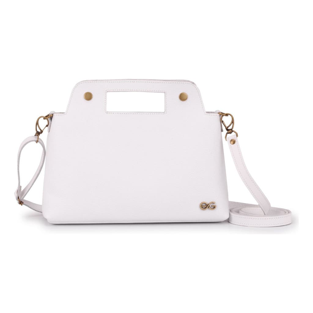 Bolsa Feminina Transversal Branca Média 100% Couro Legítimo