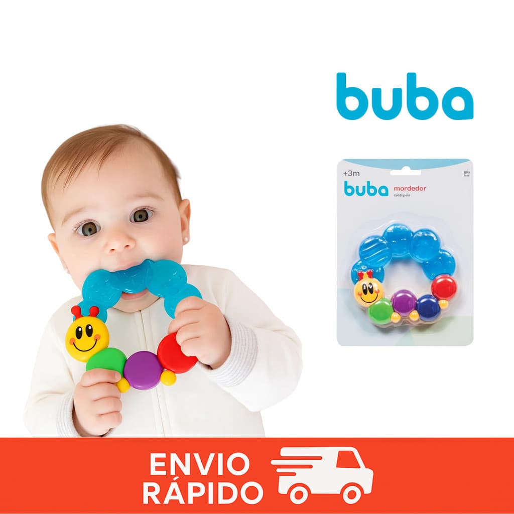 Mordedor de Água Buba Centopeia Massageador Dente Bebe Infantil Mordedor