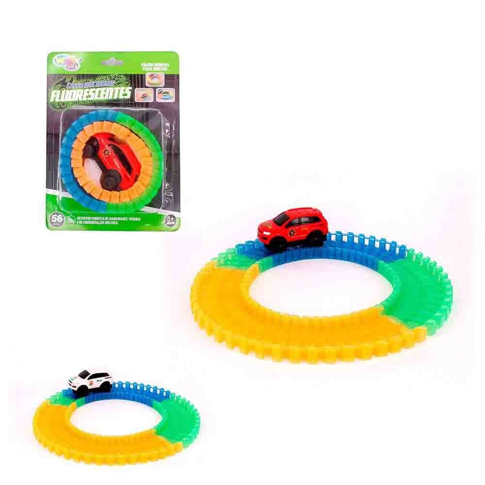 Pista Carro de Brinquedo com Trilhos Racing Circle 56 peças