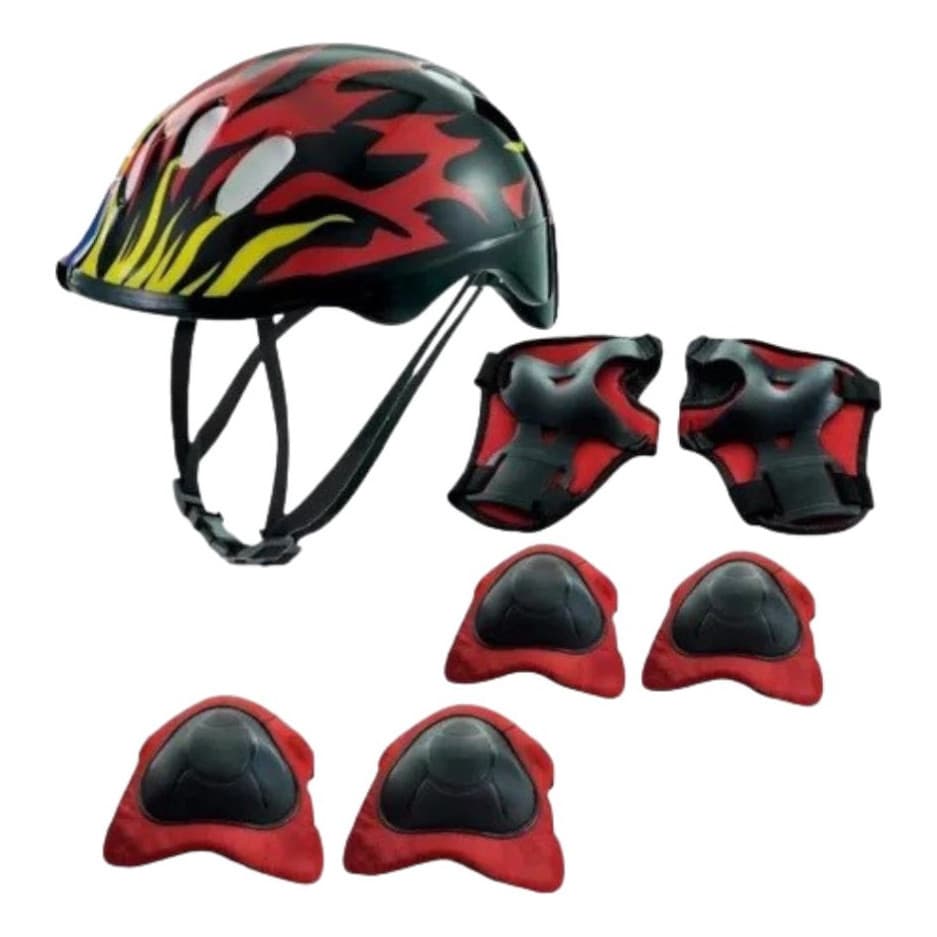 Kit Proteção Capacete Joelheiras Cotoveleiras Infantil Cor