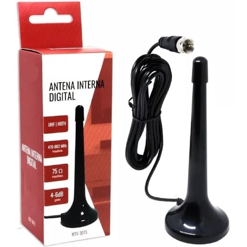Mini Antena Digital Interna Tomate MTV-3015 HDTV UHF para TV Digital Full HD Compatível com Smart TV e Conversor Digital