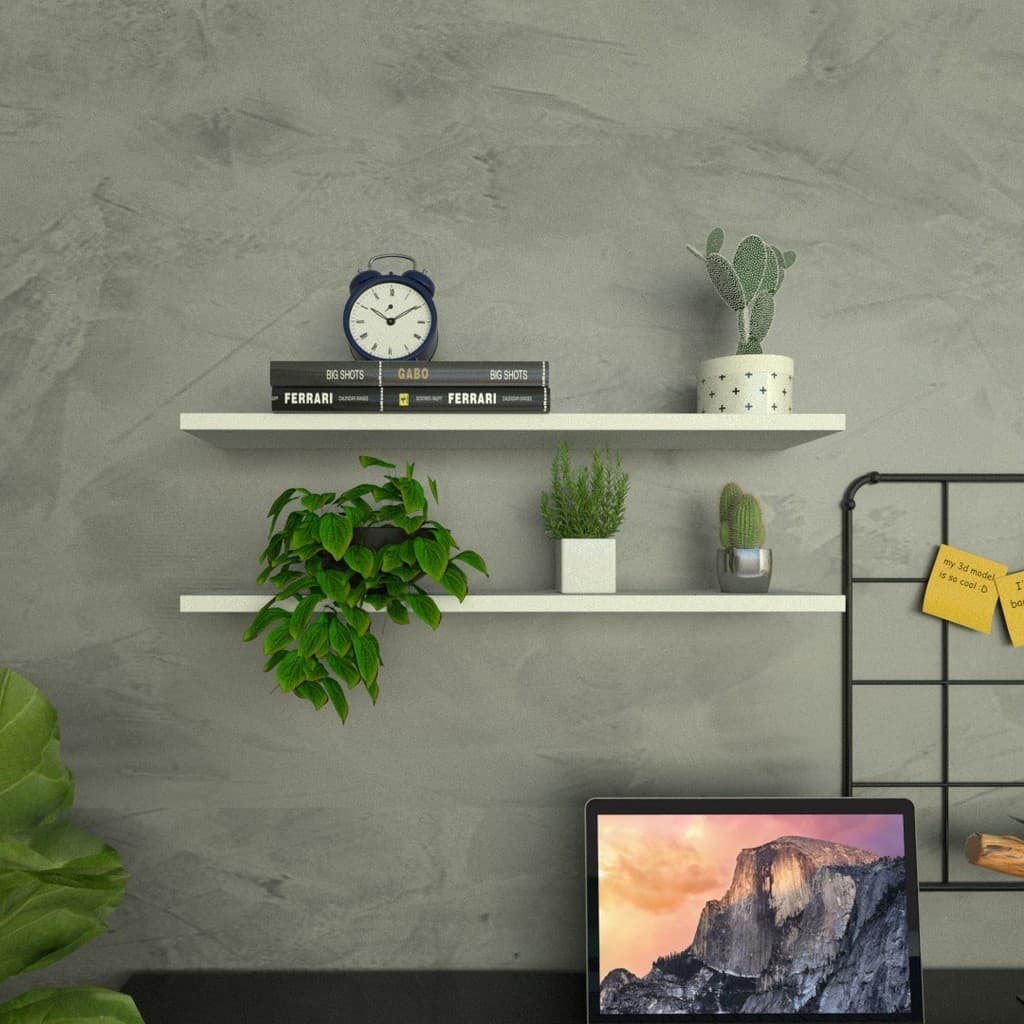 Prateleira Suspensa P15cm Minimalista Branco MDF Organizador Escritório Quarto Sala