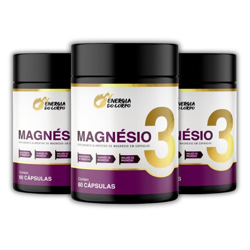 Kit 3x Magnésio 3 Bisglicinato, Taurato e Dimalato 60 Cápsulas
