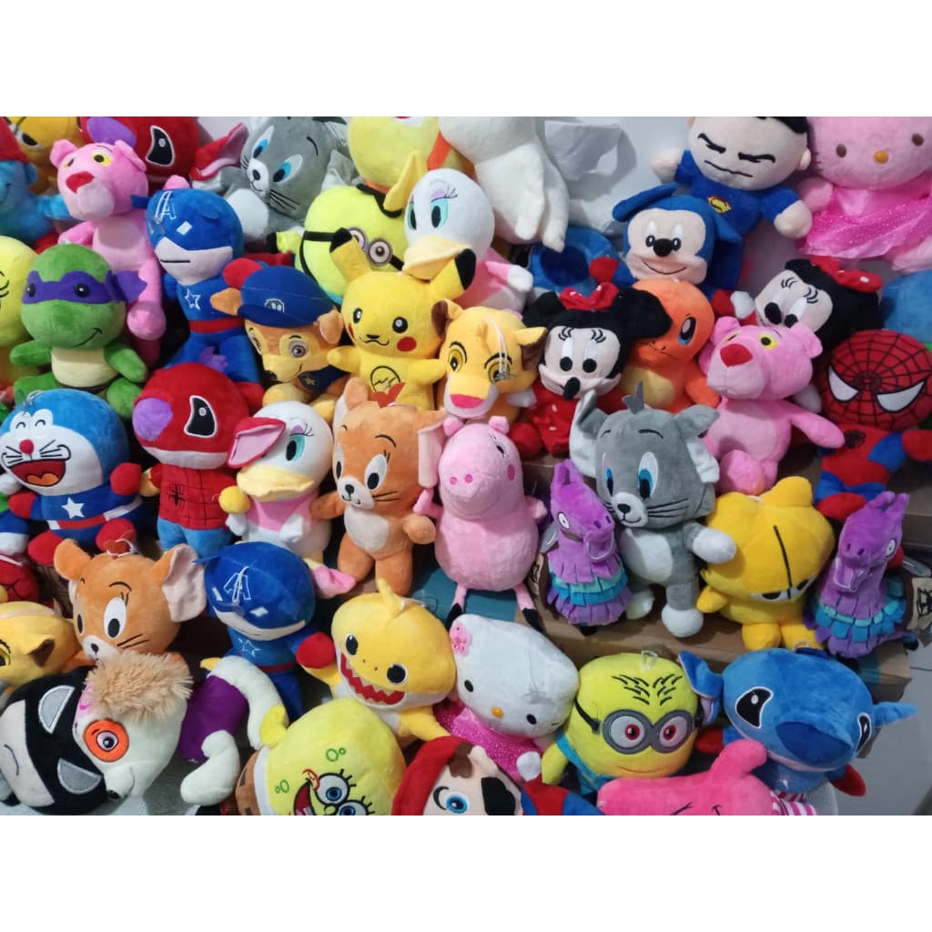 Pelúcias Personagens Para Grua Importado Sortidos 18cm a 20cm - 100 Unidades