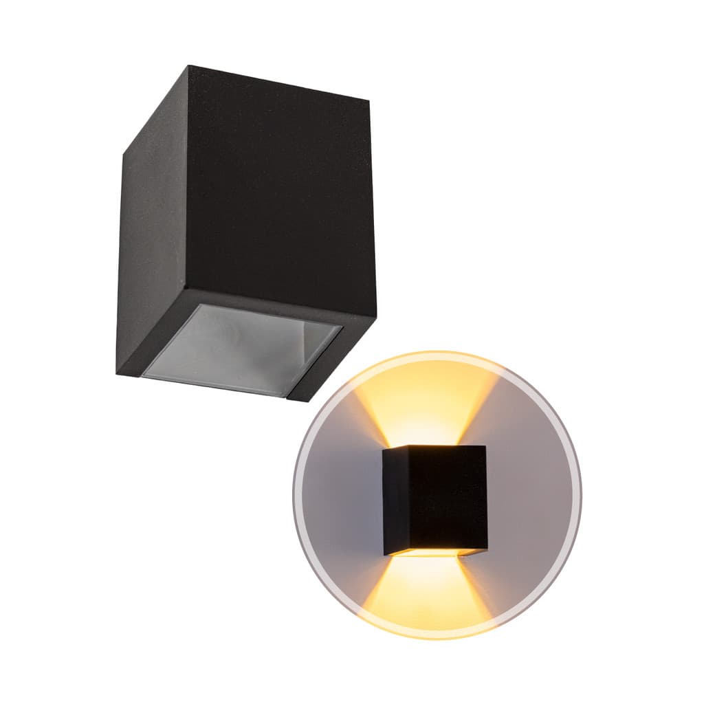 Arandela Efeito 2 Focos Preto Sem Friso Box Policarbonato St1386