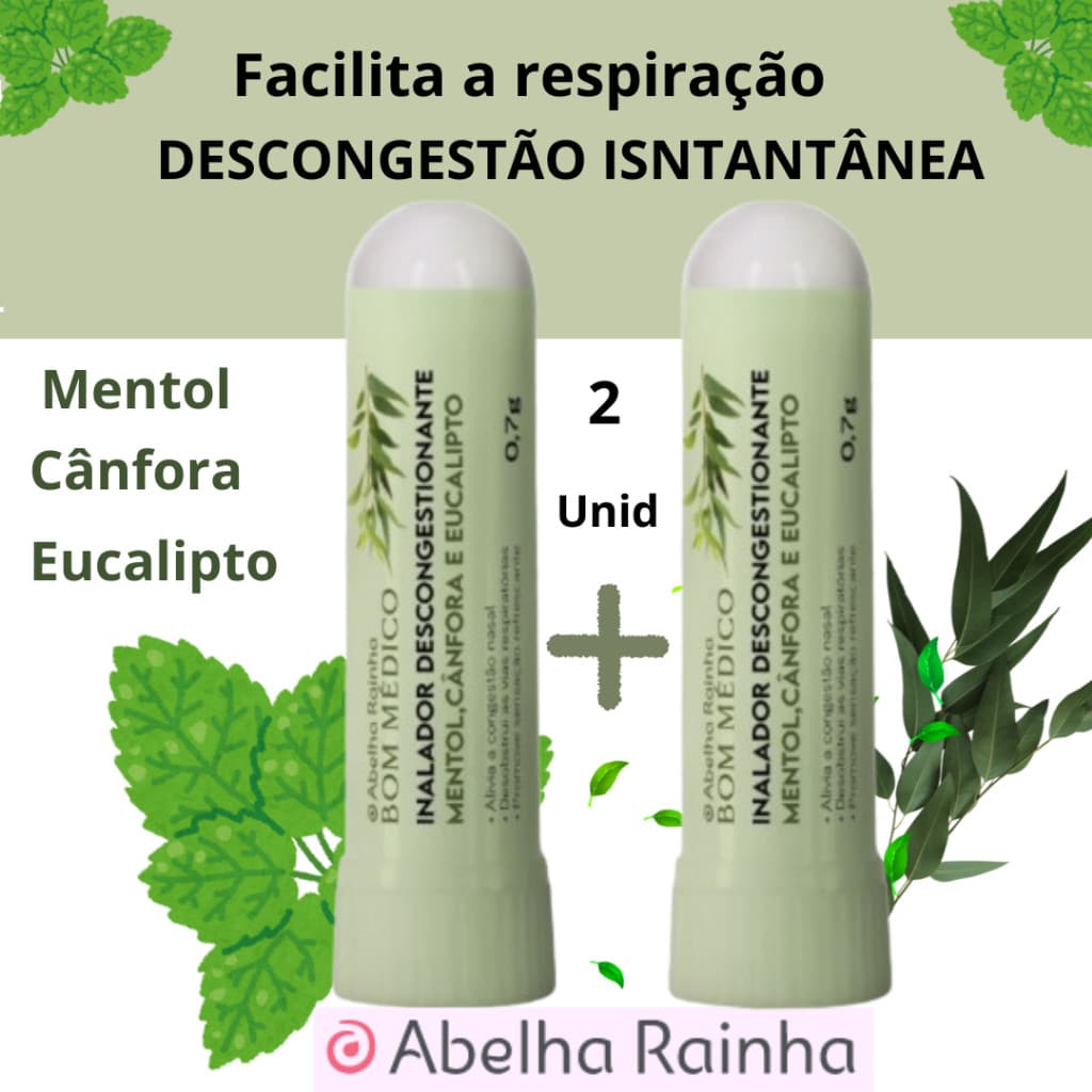 Kit 2 Descongestionante Nasal Inalador 0,7g Bom Medico Abelha Rainha