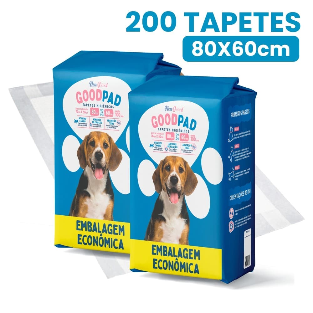 Tapete Higiênico Cães Good Pad 80x60cm 200 Unidades Petlike