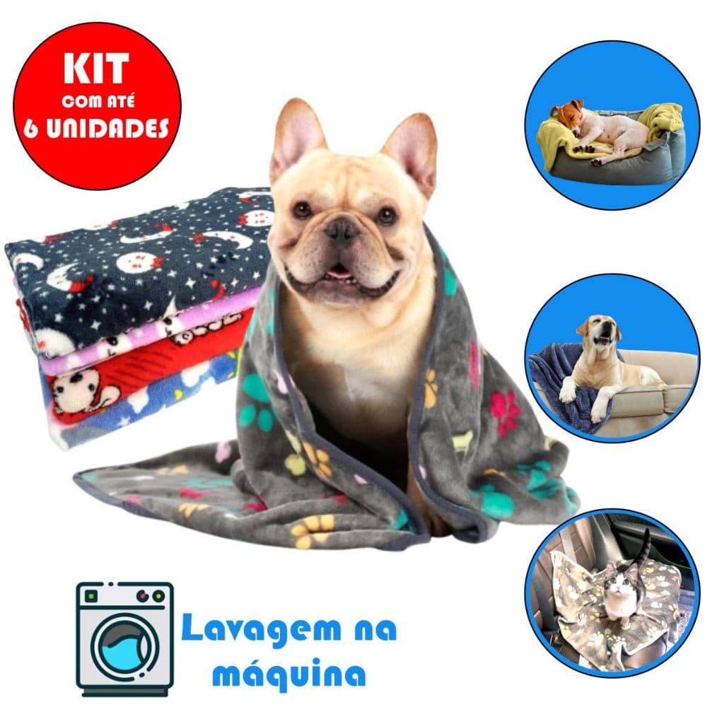 Manta Pet Cobertor Cachorro e Gato UltraSoft Mantinha Super Macia e Quentinha Macho e Fêmea Sortidas