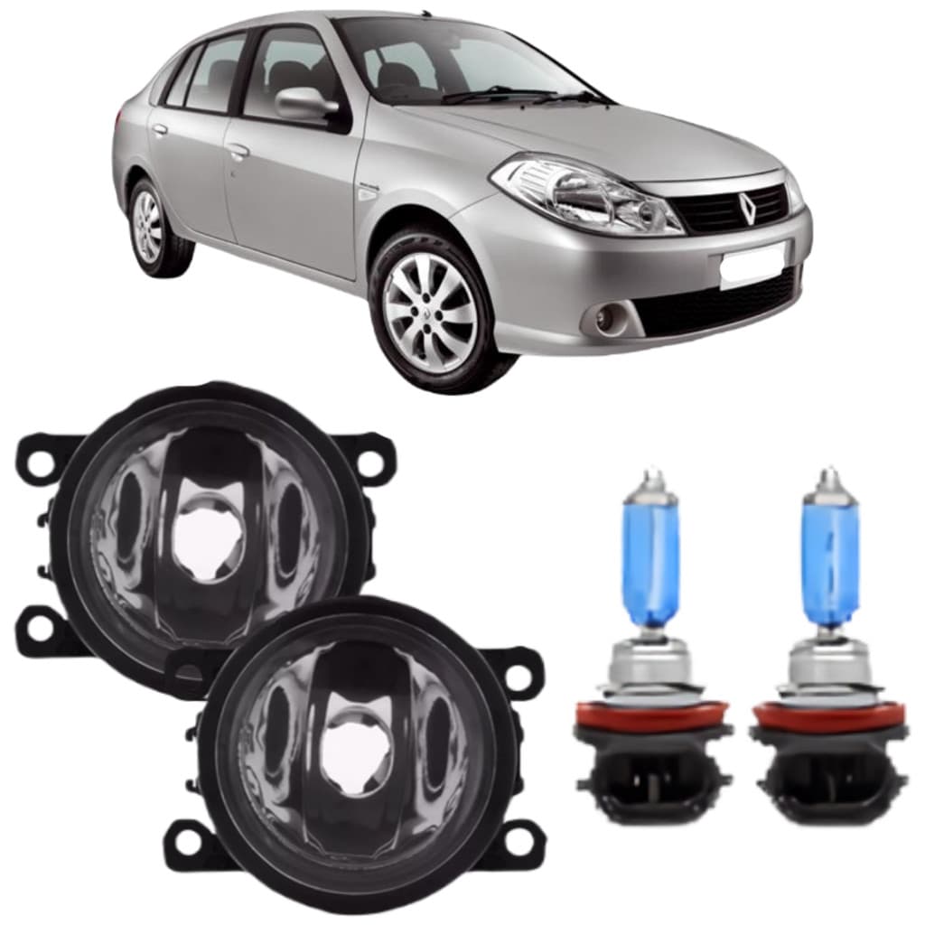 PAR FAROL MILHA RENAULT SYMBOL 2007 A 2013 E SUPER BRANCA