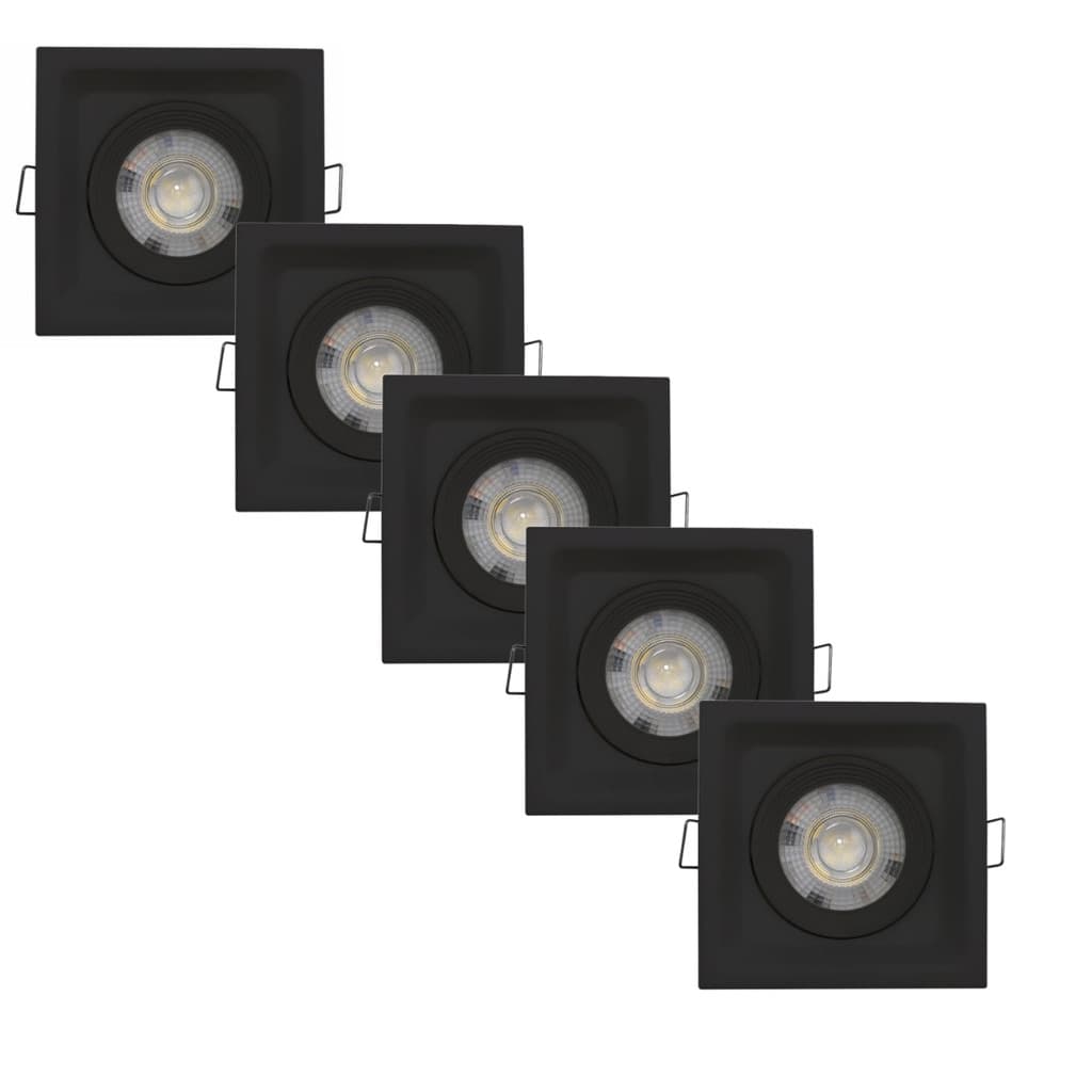 Luminária  Spot Recuado  LED Deep 5W 6500K Quadrado Preto Embutir- Kit c/ 5 unidades