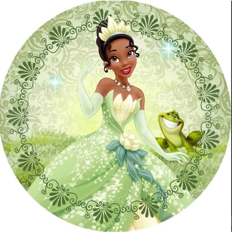 PAINEL REDONDO A PRINCESA E O SAPO TIANA 50X50 LEIA A DESCRIÇAO