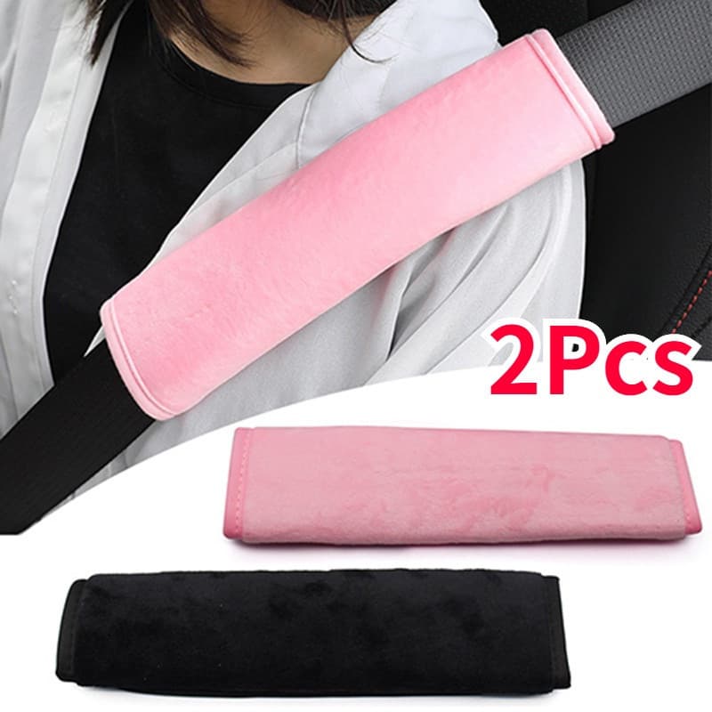 2pcs Cinto de Segurança Protetor de Ombro para Carro Capa Xadrez Rosa Almofada Macia Acessórios