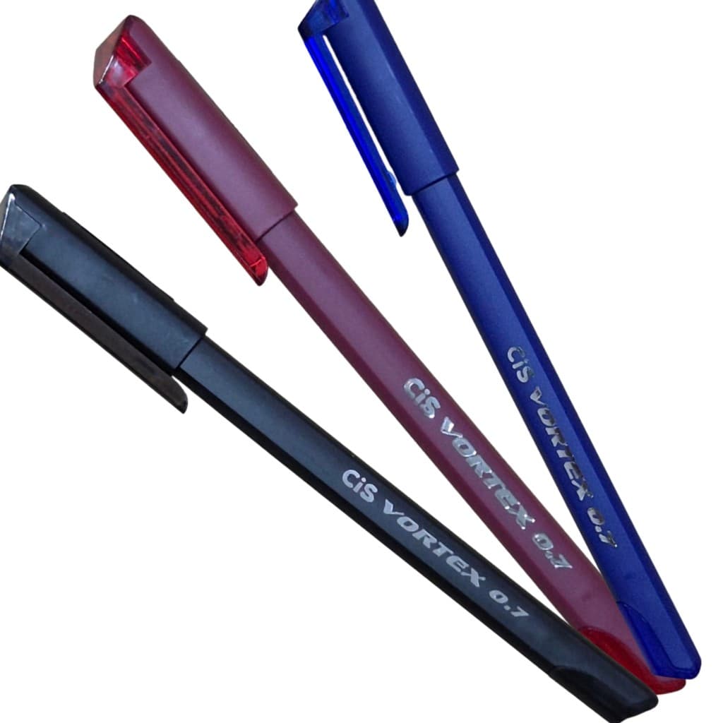Caneta Esferográfica 0.7mm Ponta Fina CIS VORTEX 3 Unidades