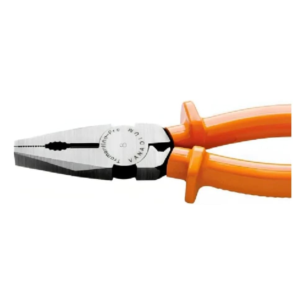 Alicate Eletricista 8, Forjado em Aco Cromo Vanadio, Empunhadura Isolada Pvc Laranja.