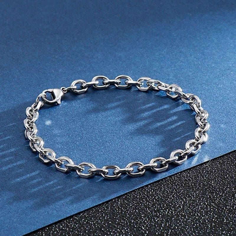 Pulseira masculina elo cadeado aço inox legítimo prata