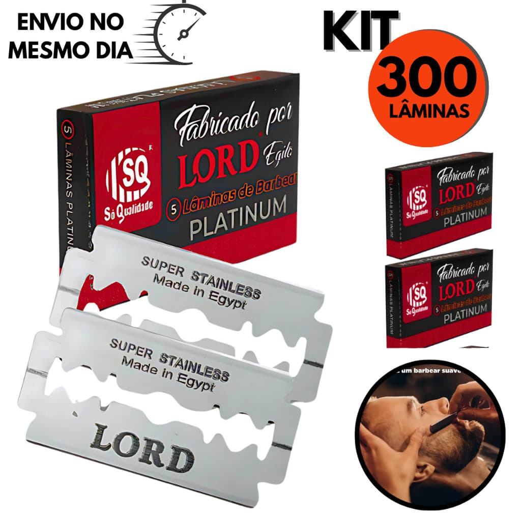 300 Unidades Lâminas duplas Para Barbear, Lord Platinum Profissional