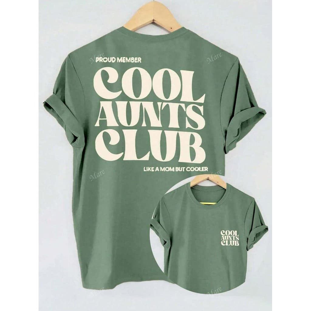 Tshirt Feminina Estilosa Estampada Cool Aunts Lançamento Camiseta 100% Algodão Camisetão Camisa Oversized Plus Size