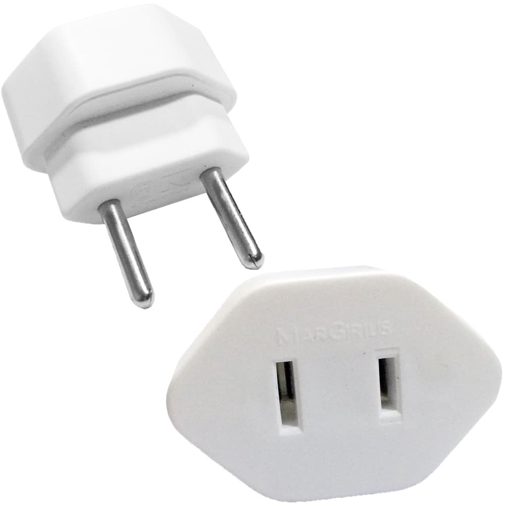 Adaptador Plug 2 Pinos 10a Chato Americano Para Redondo Branco Margirius