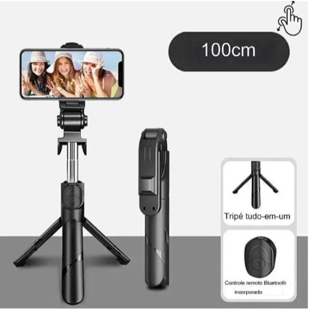 Bastão Pau de selfie Tripé Retrátil Com Luz LED Controle Bluetooth Celular B-85-sunshine