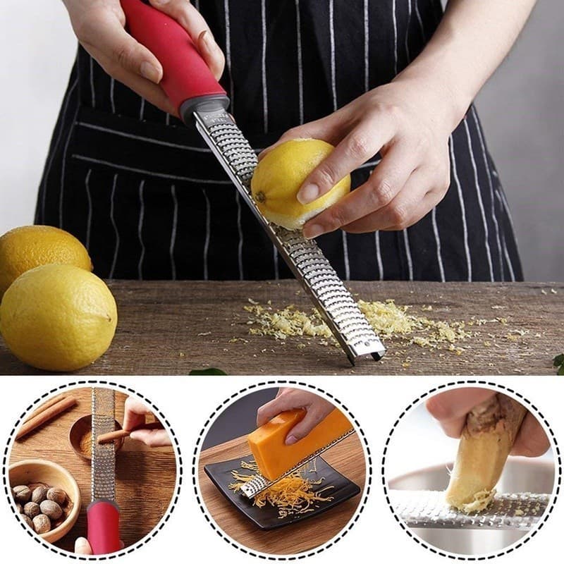 Ralador Culinario Zester Inox Fino Profissional Queijo Raspa Com Pincel Para Limpar