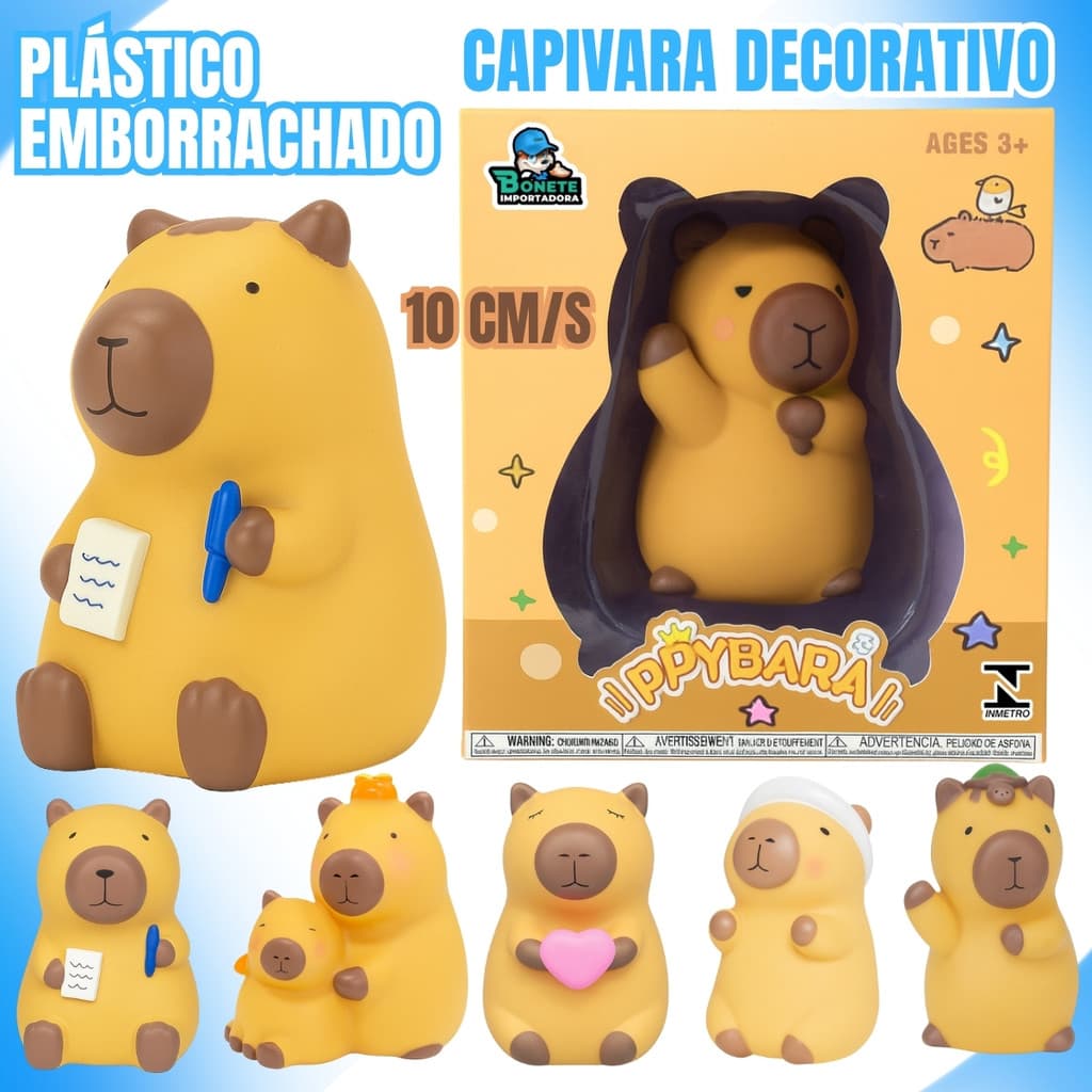 Capivara Decorativa de Plástico Emborrachado 10cm