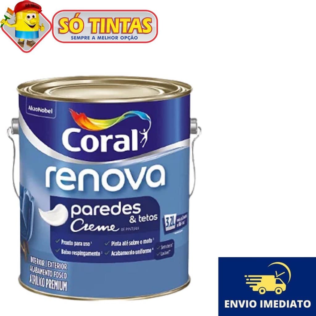 Tinta Coral Renova Branco 3,2L  Ideal para Paredes e Tetos Anti Mofo e Lavável