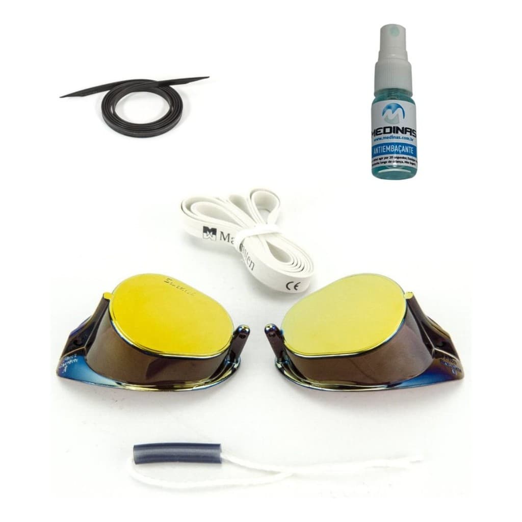 Kit de Natação Malmsten Original Sueco Espelhado + Tira Silicone + Spray AntiFog