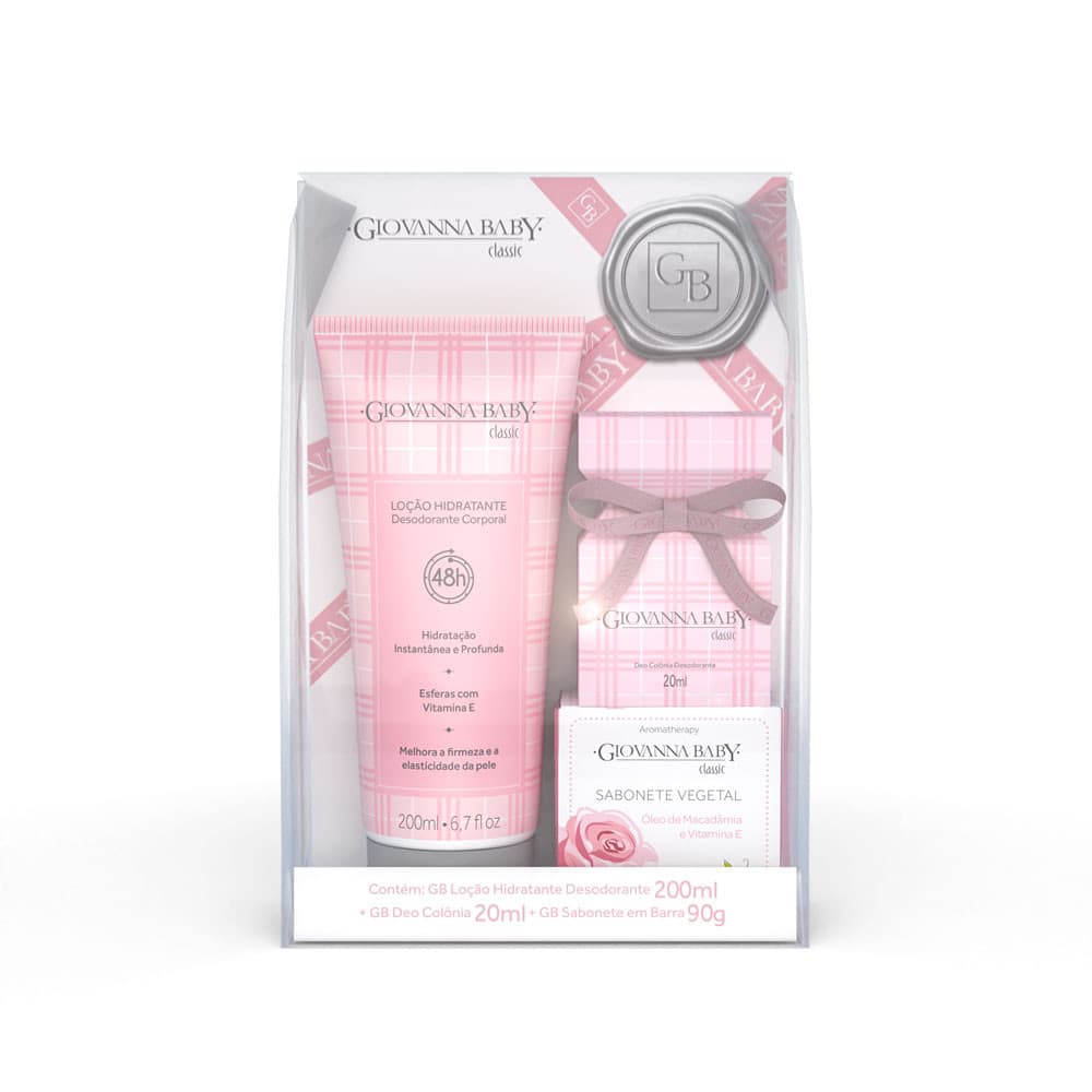 Kit Giovanna Baby Classic Loção Hidr. 200ml Sabon. 90G Colonia 20ml