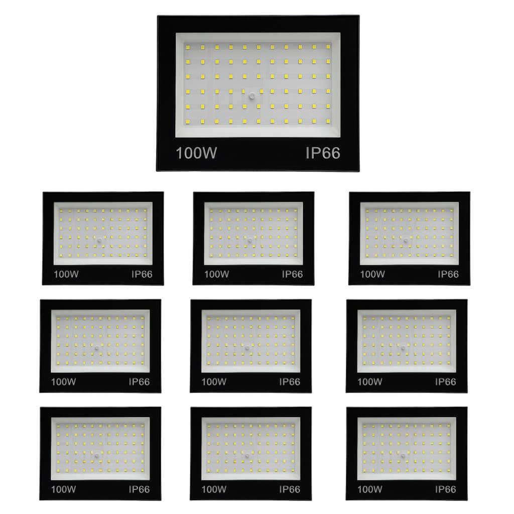 kit 10 Refletores LED 100W Holofote IP66 Branco Frio Bivolt