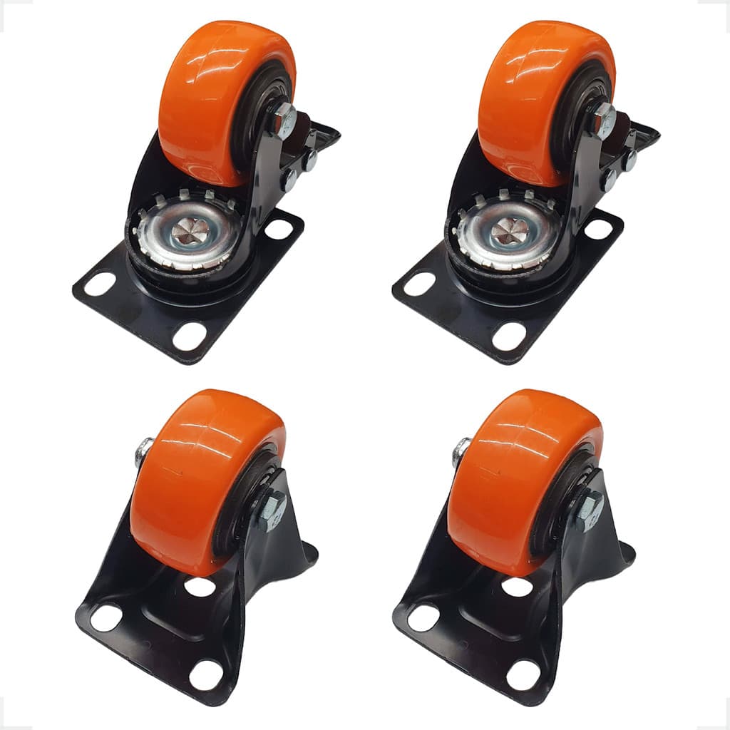 Conjunto 4 Rodas Forte Confiavel Moveis Carga Giratoria Aço