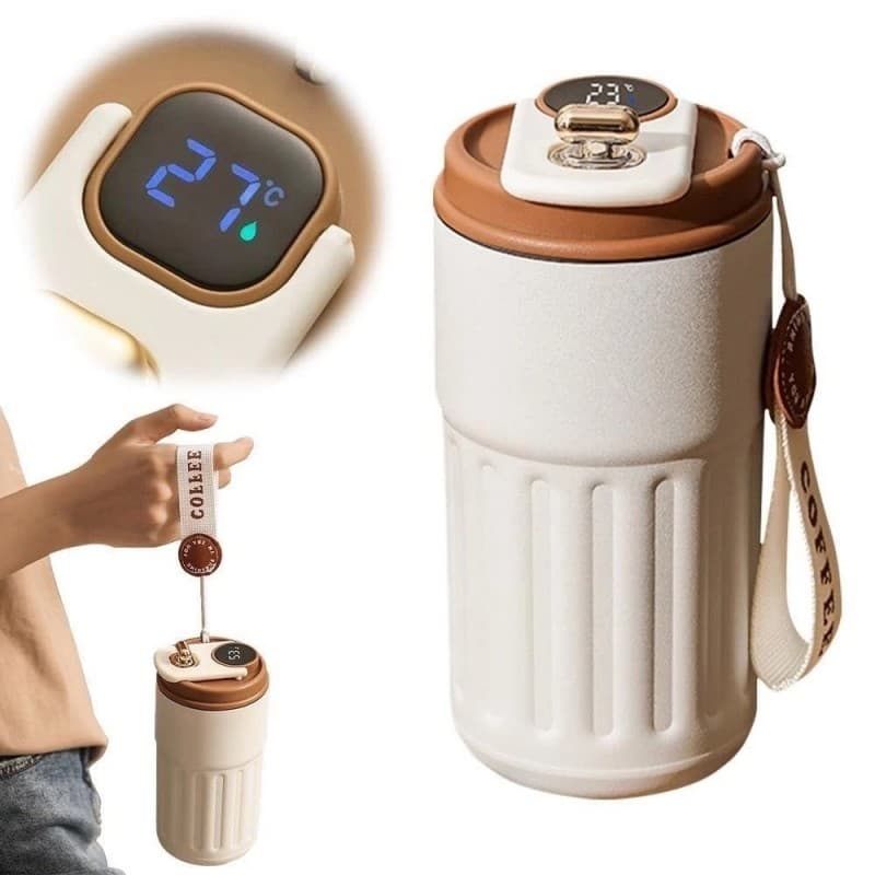 Garrafa térmica inteligente, aço inoxidável 316, grande capacidade, copo portátil para água quente e fria