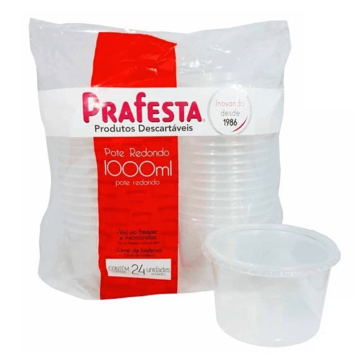 Pote Redondo Bolo Fit Freezer Microondas 145ml Descartável 24 Unidades