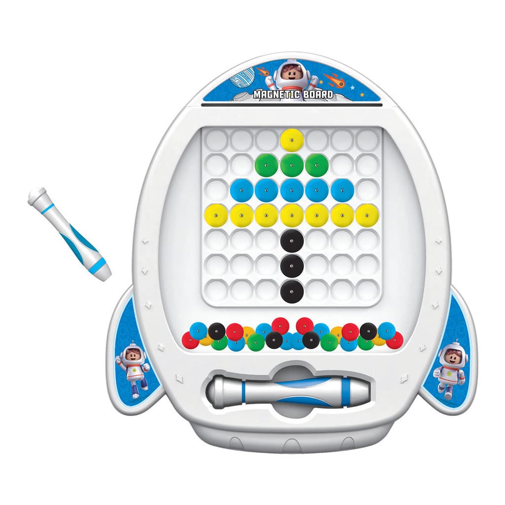 Lousa Magnética Espacial Infantil 14 Desenhos Prancheta magnética Foguete Portátil Braskit
