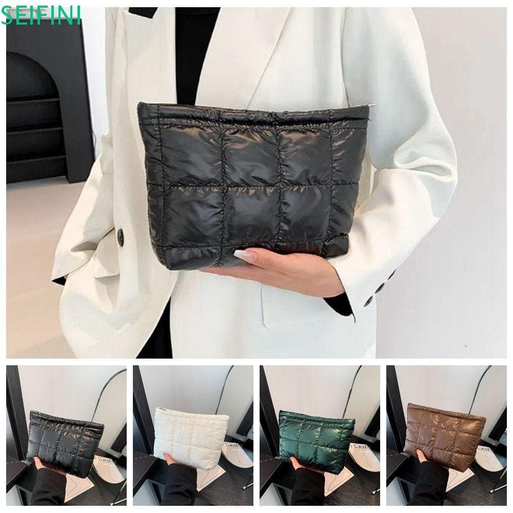 Bolsa De Maquiagem Acolchoada SEIFINI Puffer , Armazenamento Cheia De Algodão , Grande Capacidade