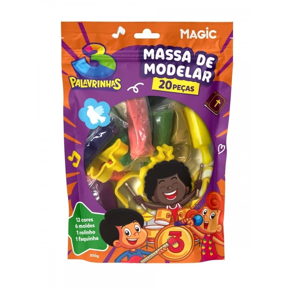 Massa de modelar 12 cores  6 moldes 1 rolinho 1 faquinha 3 p