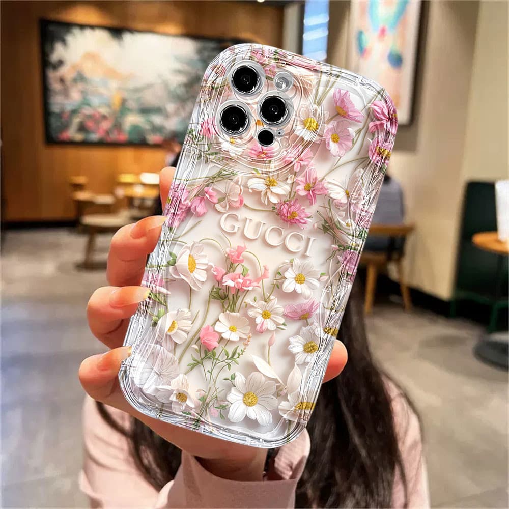 Capa Para Samsung S24 Plus S24Ultra S23 FE S20 S22Ultra S21 A55 A15 A14 M34 Em Torno Da Flor Caso Laser