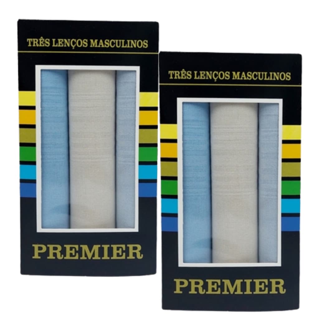 KIT 6 LENÇOS DE BOLSO MASCULINO PREMIER 39 CM X 39 CM
