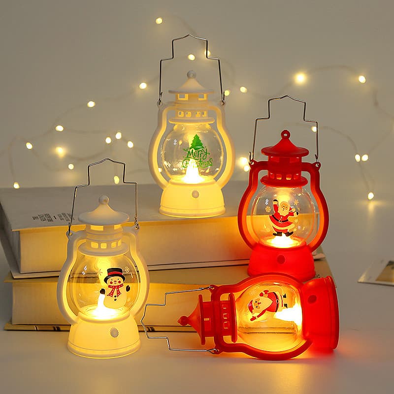 Feliz Lanterna De Natal Decoração Luz Led Com Bateria Para Árvore