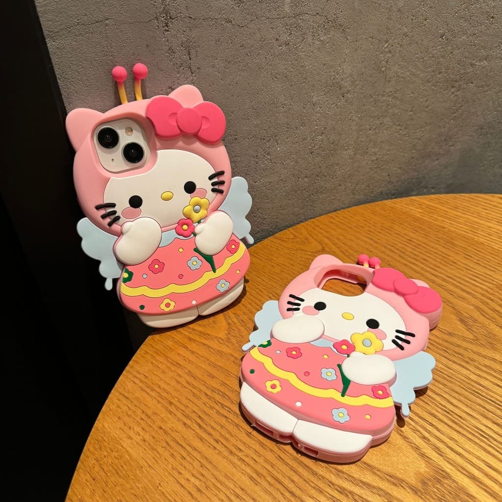 Capinha iphone 11/12/13/14/15 Pro max,Capinha 3d de silicone,Capa de silicone para celular à prova de choque, anime HelloKitty bee fofo,Aplicável iPhone 11,12,13,14,15,11PM,12PM,13PM,14PM,15PM