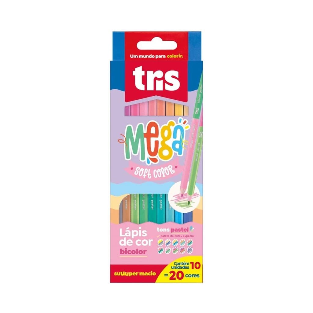 LAPIS DE COR MEGASOFT PASTEL DUPLO 20 CORES