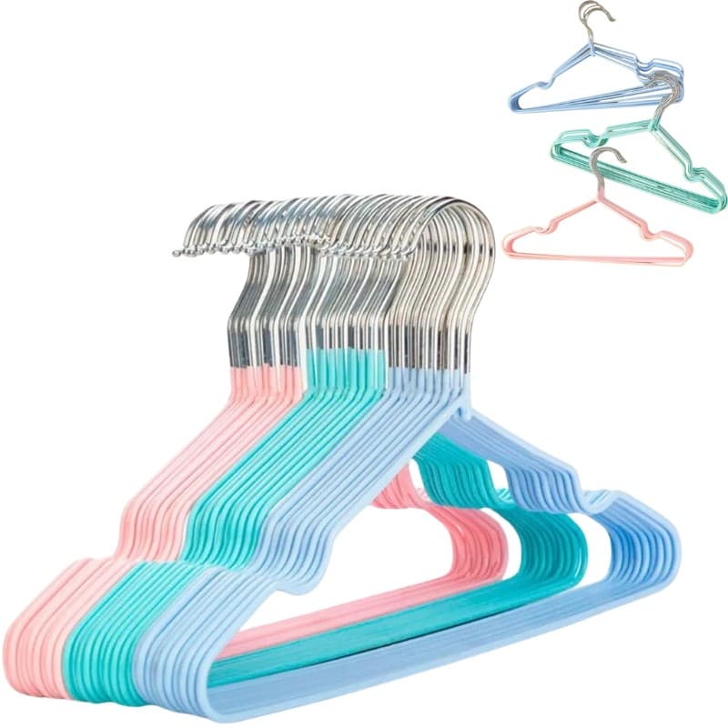 Kit 5 Cabides Emborrachado Antiderrapante 40cm de Metal Perfeitos para Roupas e Acessórios Sete Estrelas