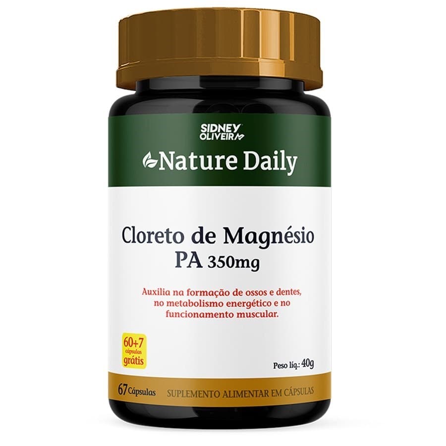 CLORETO DE MAGNESIO P.A.350MG NATURE DAILY COM 60 CAPSULAS + 7 GRATIS SIDNEY OLIVEIRA