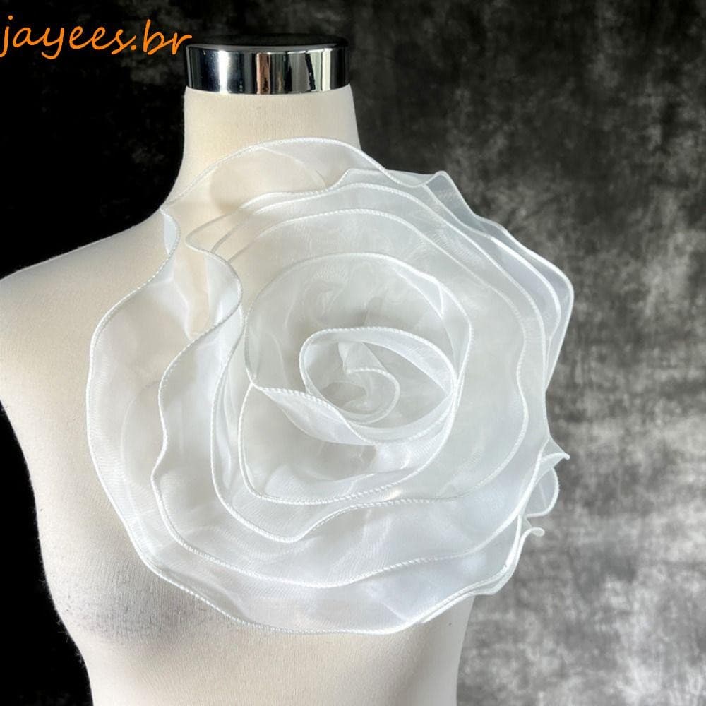 JAYEES Organza Grande Flor Remendo , Peito Multi-Camada Roupas DIY Broche Acessórios Artesanal 3D Apliques Costura