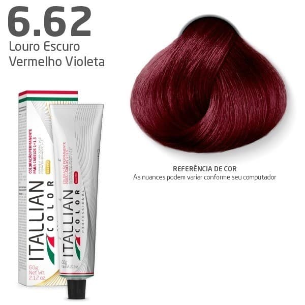 Coloração Itallian Color LOURO ESCURO VERMELHO VIOLETA 6.62 60g