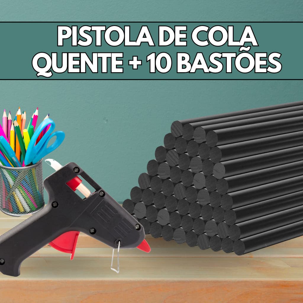 Pistola De Cola Quente Bivolt Pequena Grande + Bastões Cola Quente Grossa Fina - Escolha Seu Kit