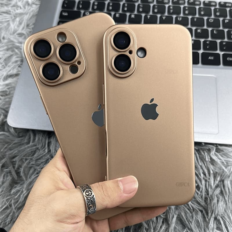 Novo Deserto Titânio Fosco Capa À Prova De Choque Para iPhone 16 Pro Max  15 14 Plus 13 12 11 Com Proteção Lente Silicone