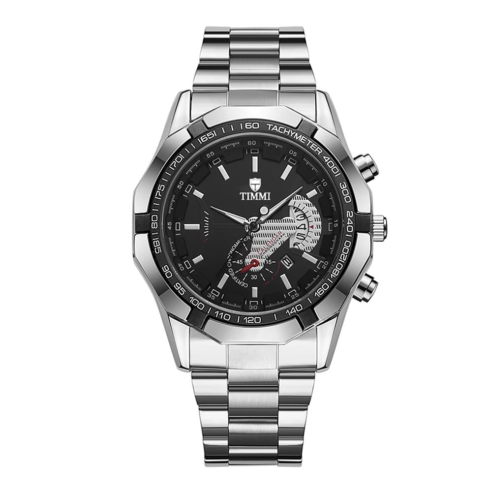 Relógio de Pulso Masculino Quartz à Prova d'Água com Pulseira de Aço Inoxidável