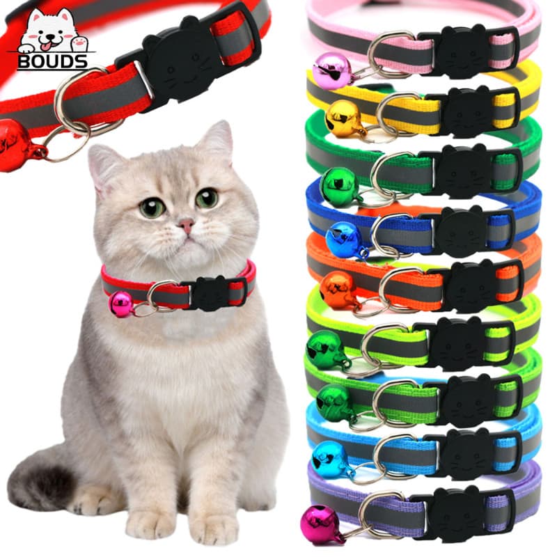 Coleira refletora para pets para gatos e cães - Acessórios ajustáveis para a coleira de animais